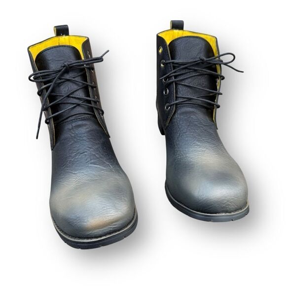 Retro British Chukka Boots Distressed Lace up Black Shoes Men's size 12 EU 45 - Picture 3 of 13